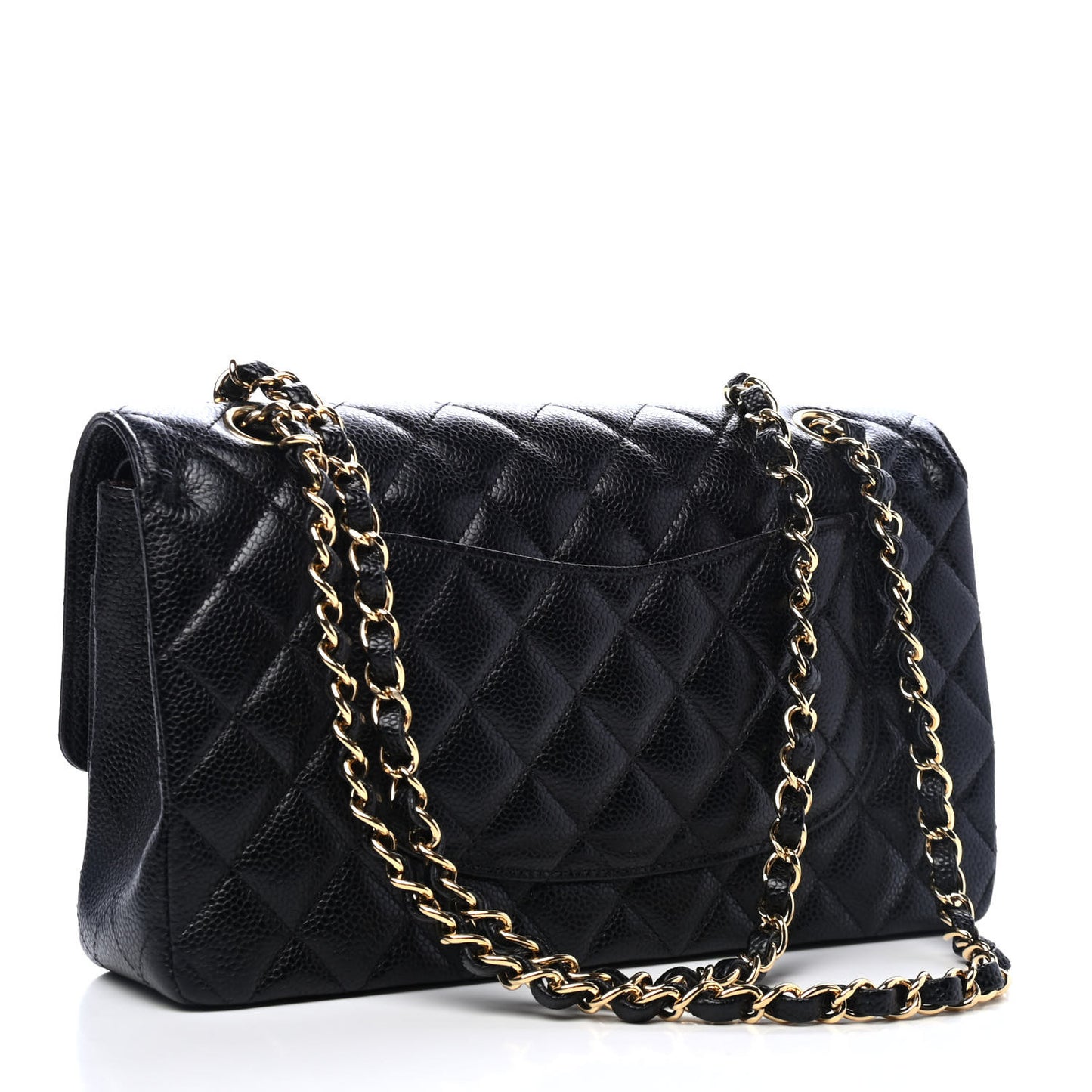 Caviar Quilted Medium Double Flap Black