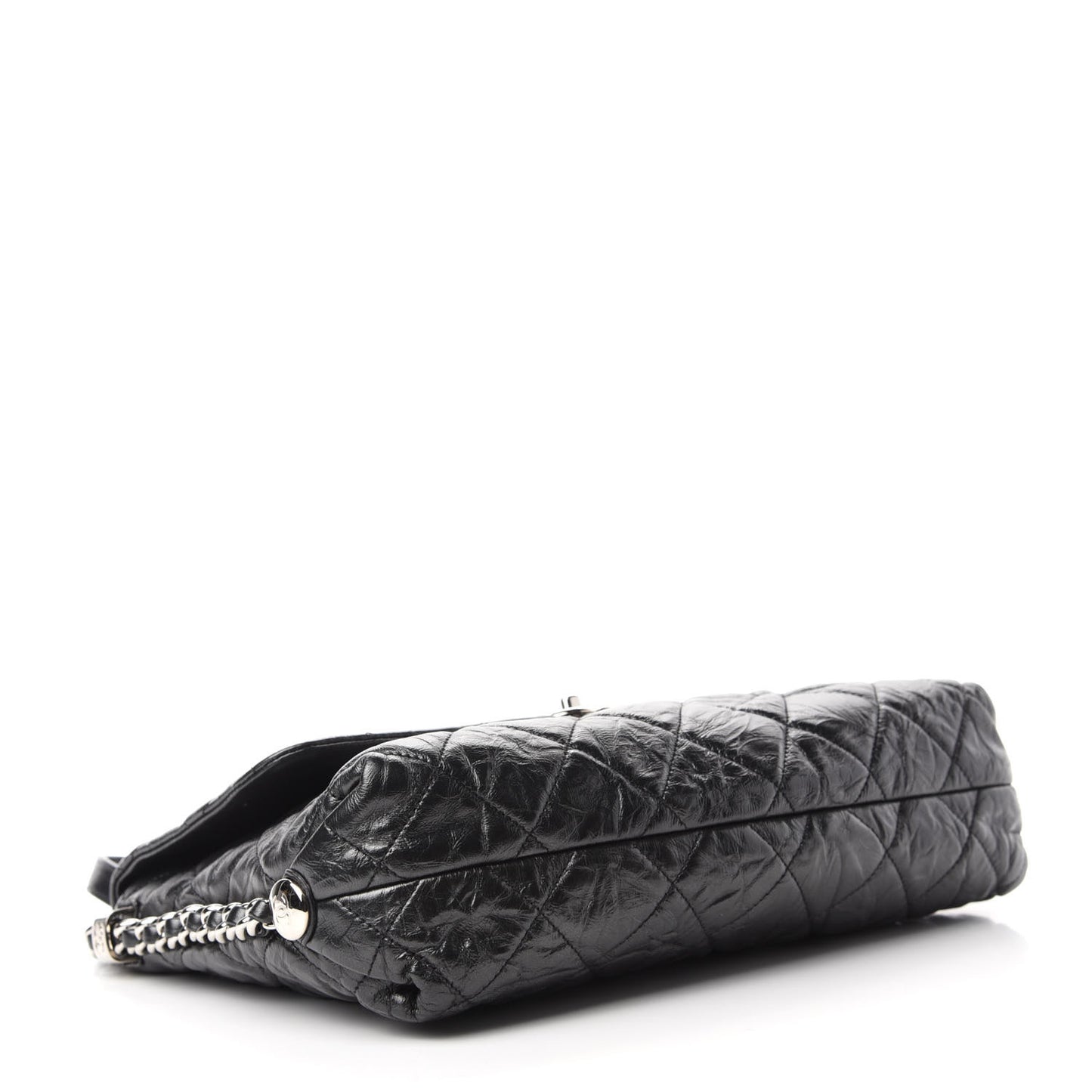 Crackled Aged Calfskin Big Bang Flap Black
