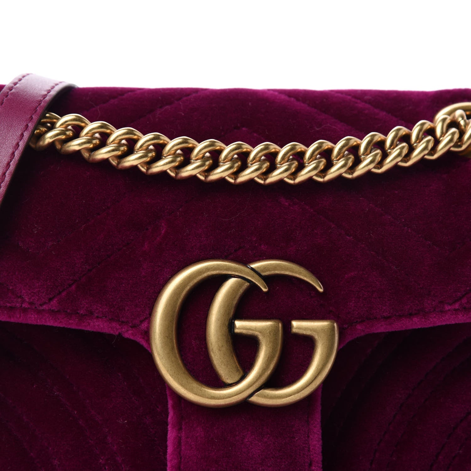 Gucci Velvet Matelasse Mini GG Marmont Shoulder Bag Fuchsia Violet Cyclamen 10 of 10