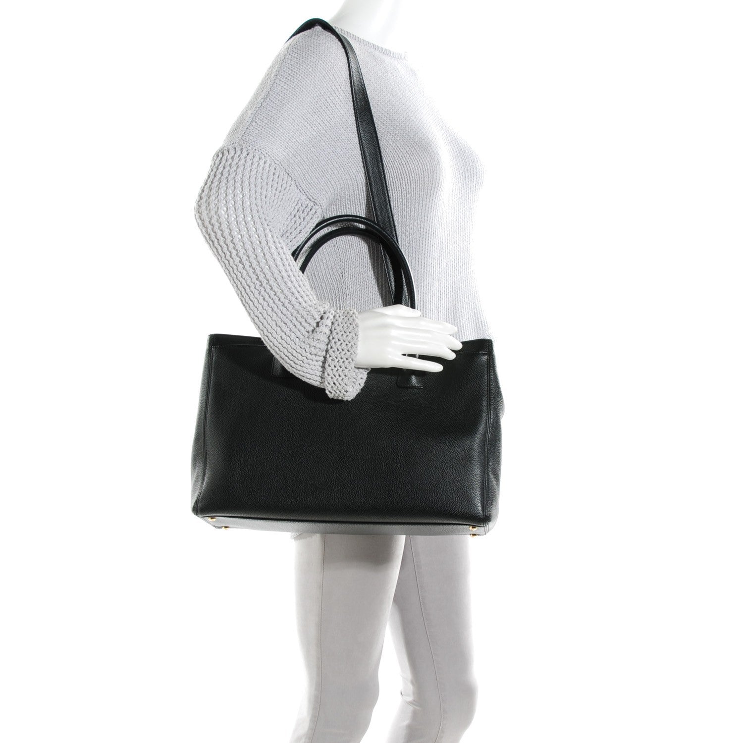 Chanel Calfskin Cerf Executive Shopper Tote Black 4 of 16