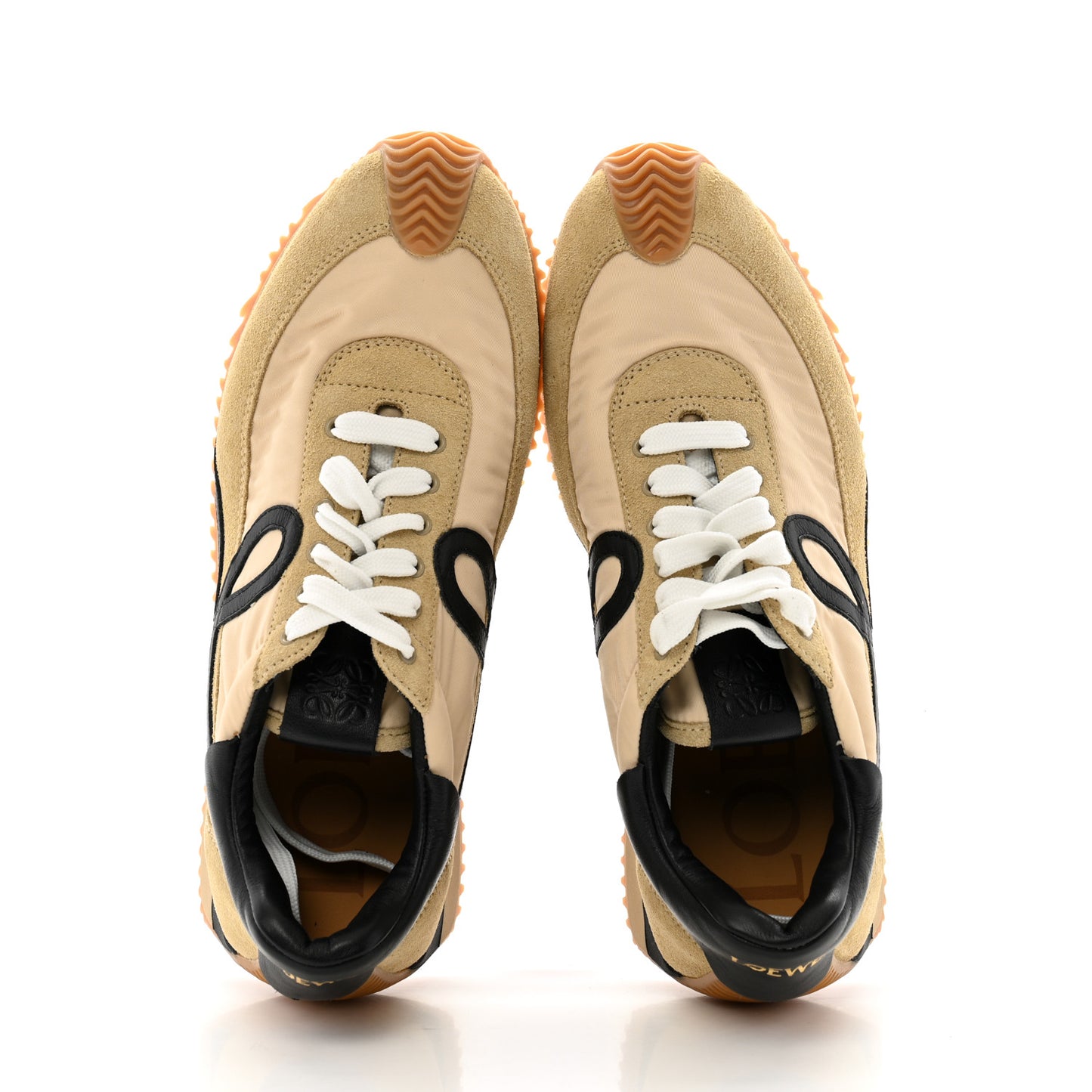 Nylon Suede Flow Runner Sneakers 40 Gold Black