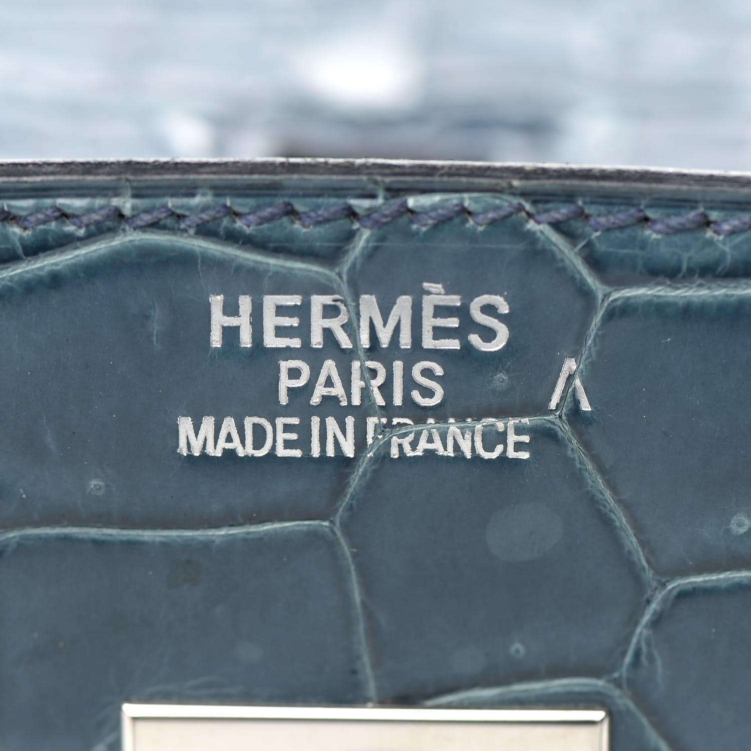 Hermes Shiny Porosus Crocodile Birkin 35 Bleu Roi 20 of 39