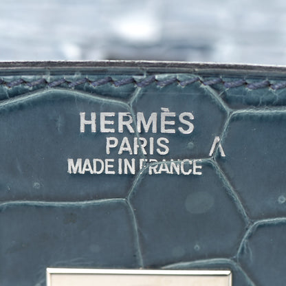 Hermes Shiny Porosus Crocodile Birkin 35 Bleu Roi 20 of 39