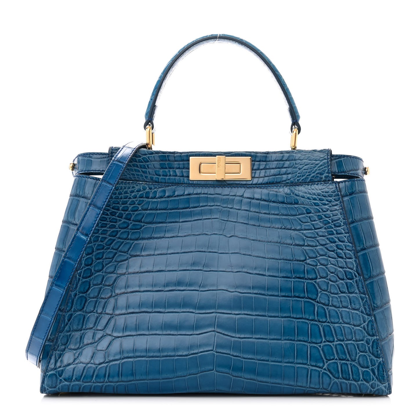 Shiny Crocodile Shiny Nappa Micro Peekaboo Iconic Satchel Blue