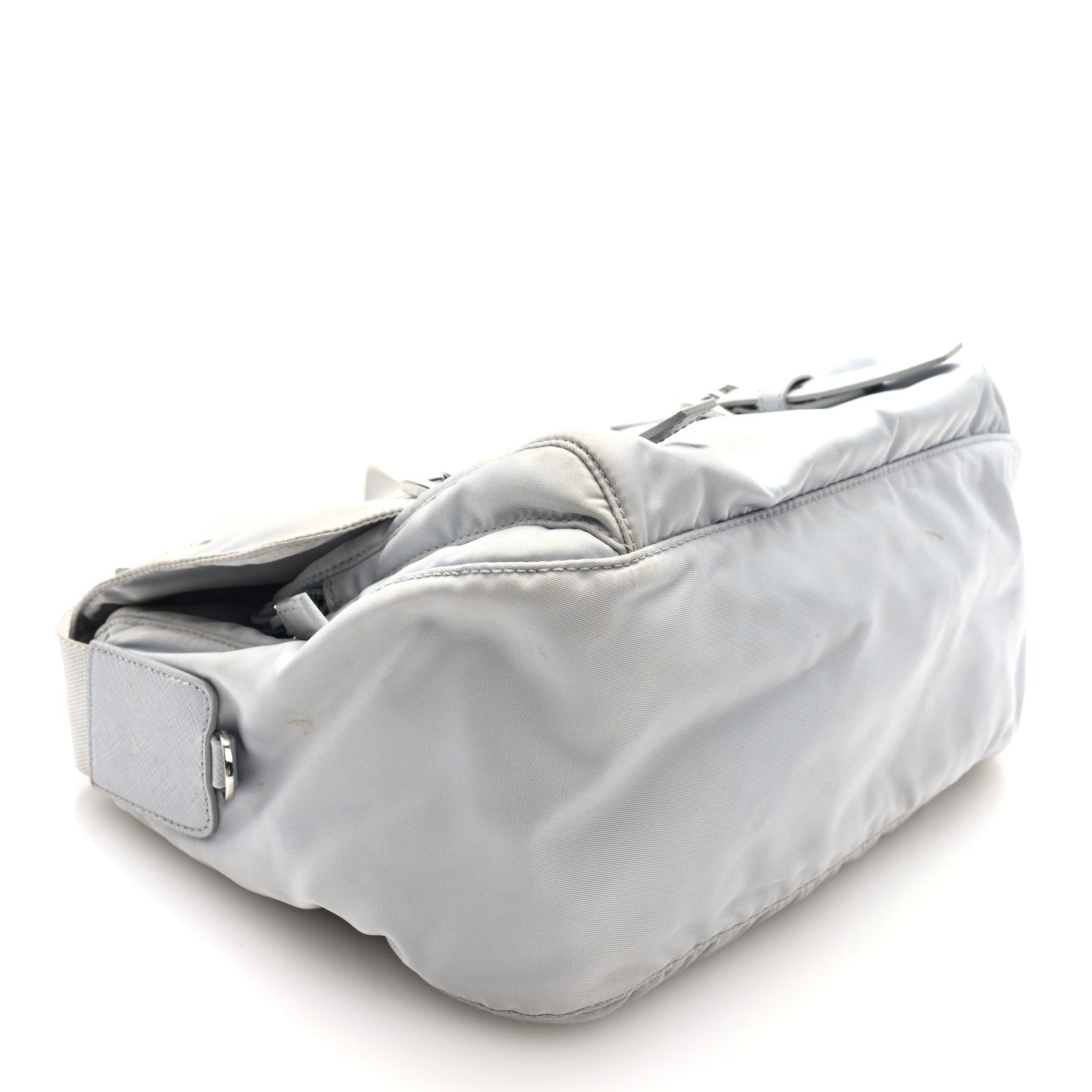 Prada Re-Nylon Vela Saffiano Pocket Double Buckle Messenger Shoulder Bag Fiordaliso 4 of 9