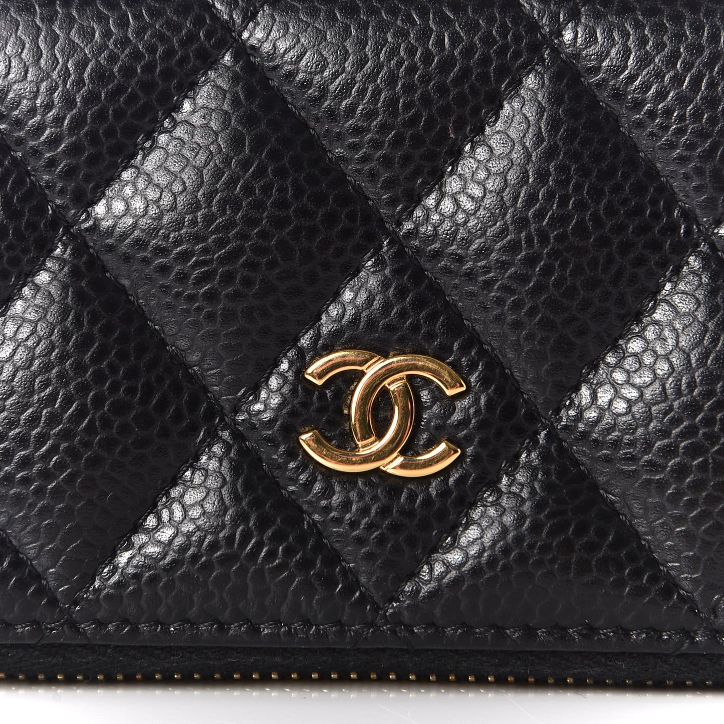 Caviar Quilted Zip Coin Purse Black