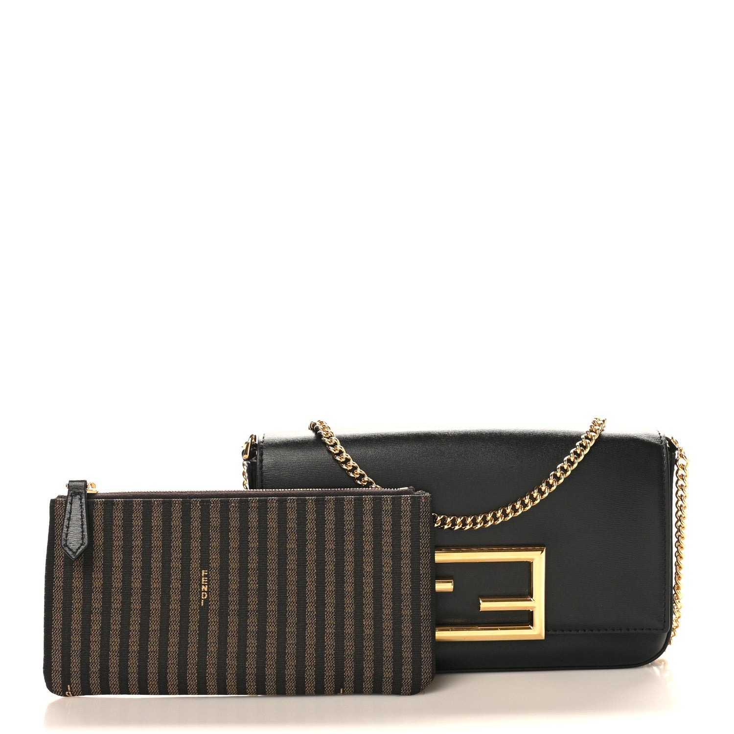 Fendi Vitello Palmellato Wallet on Chain with Pouches Black 3 of 11