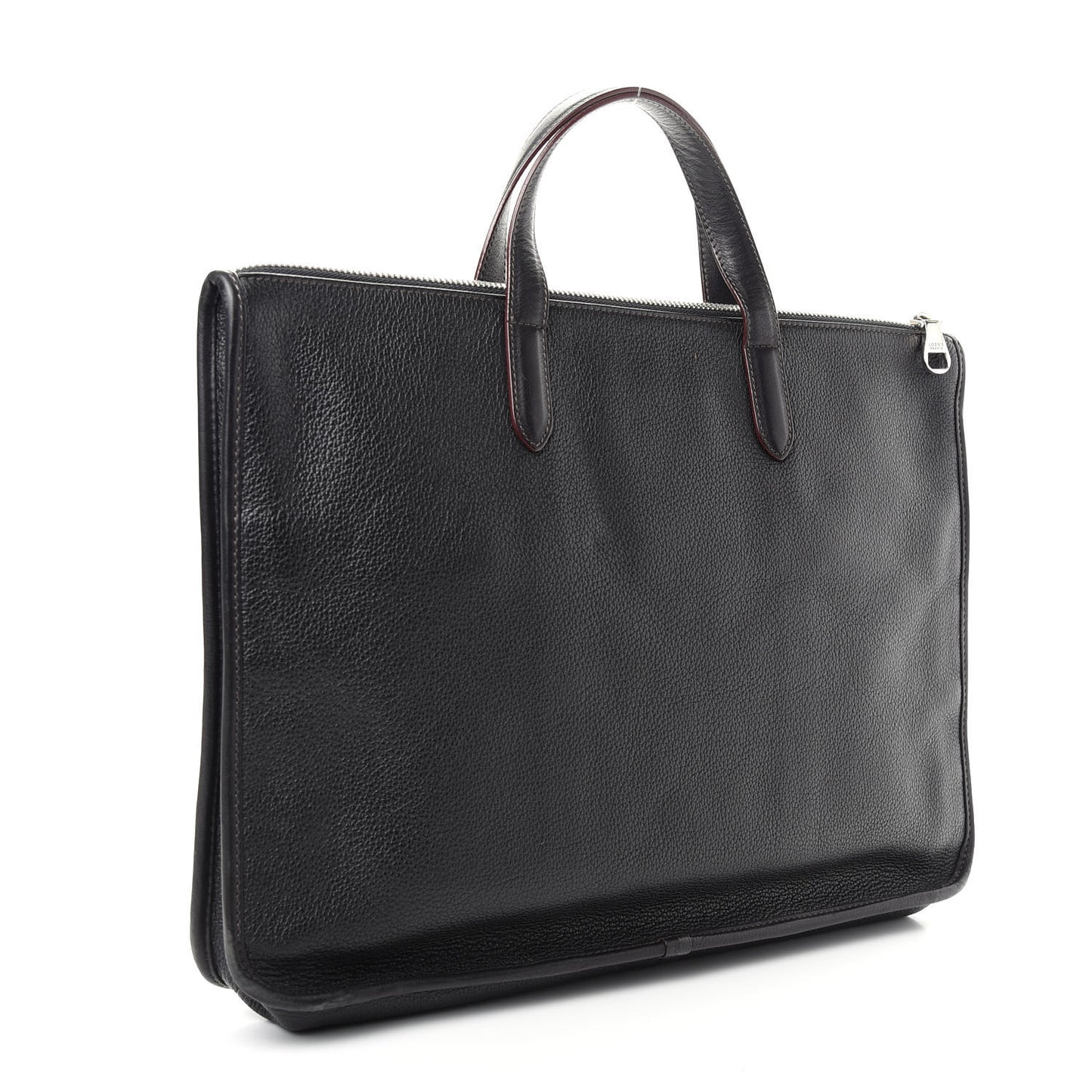 Grained Calfskin Briefcase Black