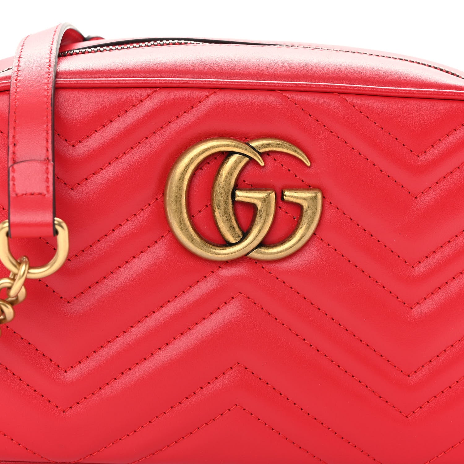 Gucci Calfskin Matelasse Small GG Marmont Chain Shoulder Bag Hibiscus Red 7 of 10