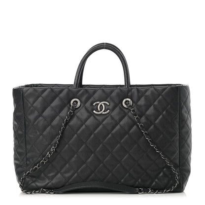 Chanel Caviar Lizard Quilted Large Coco Handle Shopping Tote Black 1 of 14