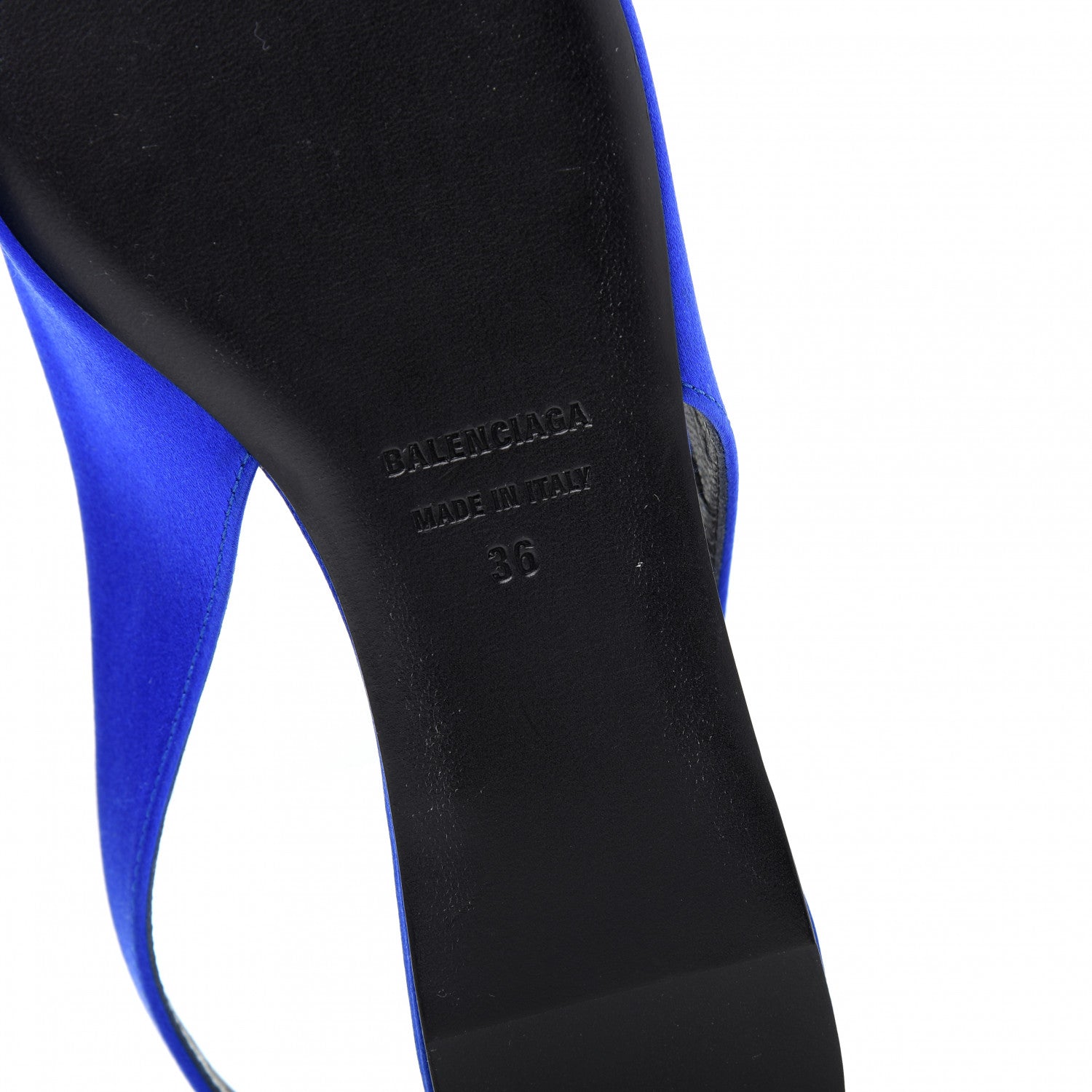 Balenciaga Satin BB Knife Pointy Toe Slingback Flats 36 Bleu 9 of 11