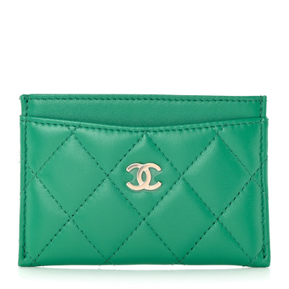 Chanel Lambskin Quilted Card Holder Green 1 of 9