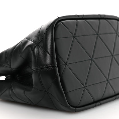 Prada Vitello Triangle Stitched Shopping Tote Black 8 of 10