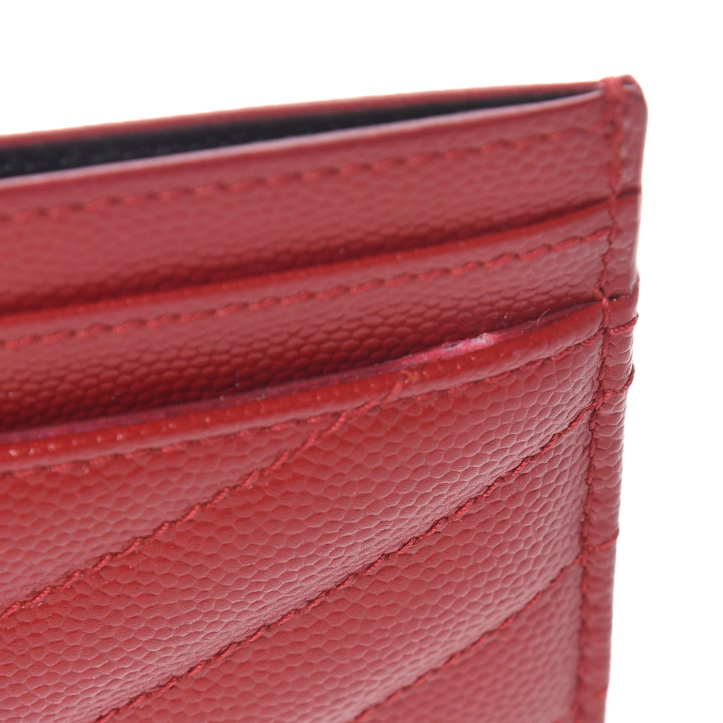 Grain De Poudre Matelasse Chevron Monogram Credit Card Case Rouge Eros