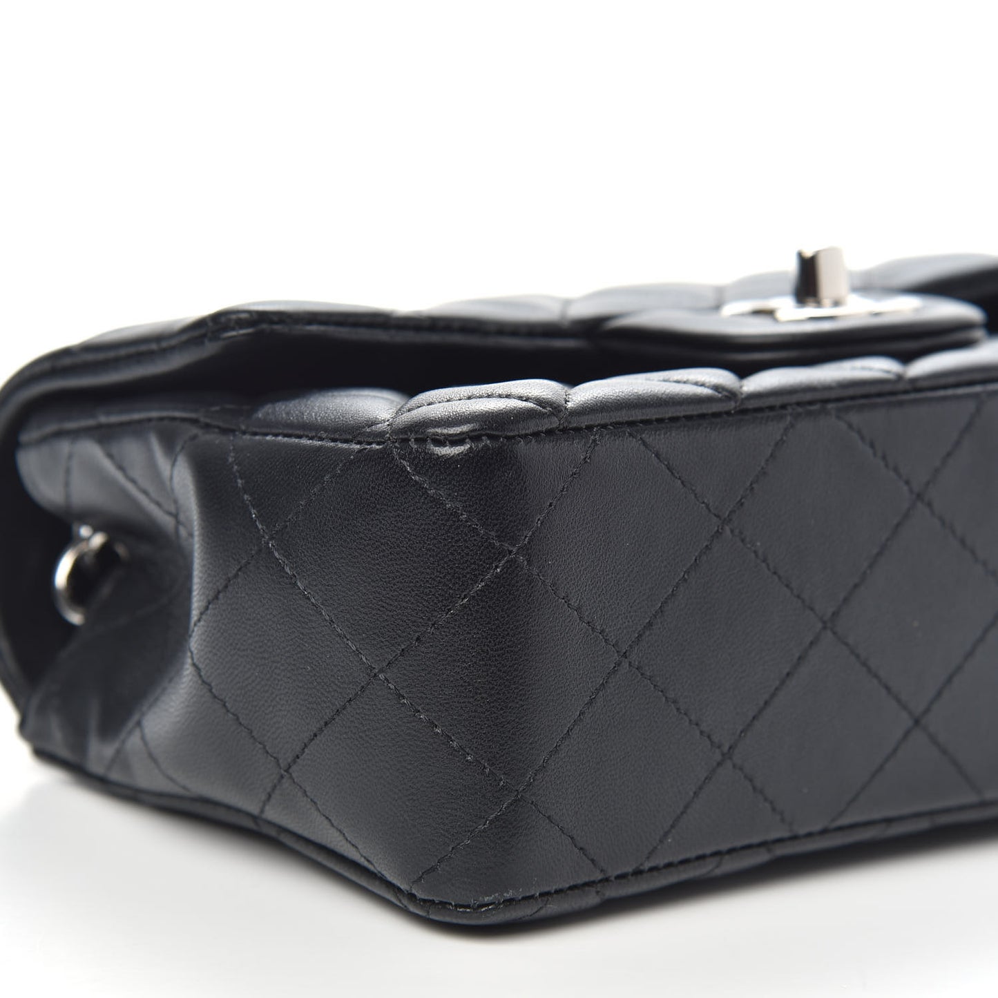 Lambskin Quilted Mini Rectangular Flap Black
