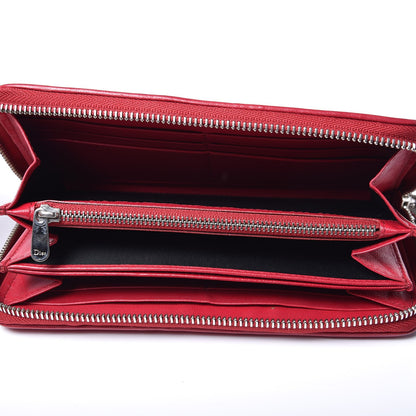 Christian Dior Lambskin Cannage Voyageur Wallet Red 7 of 9