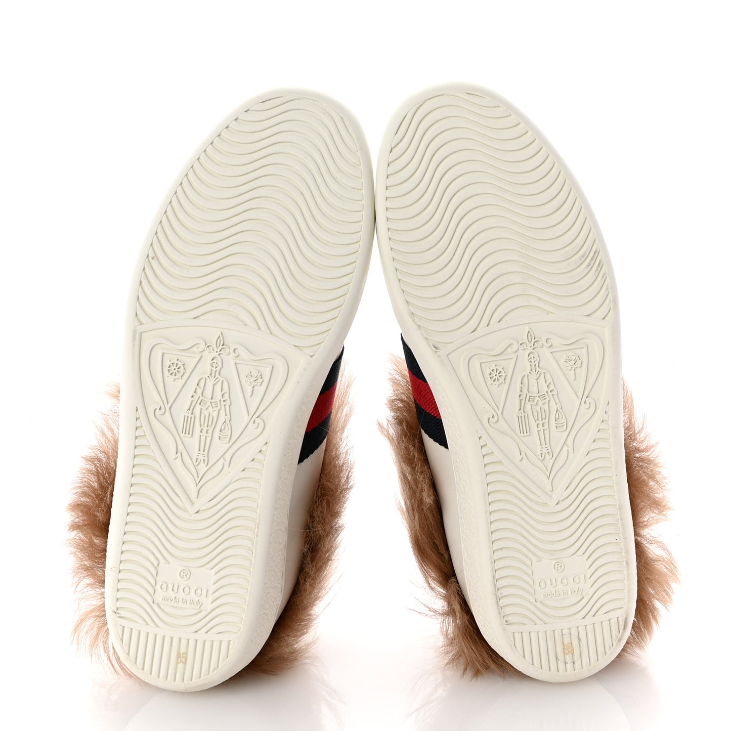 Calfskin Wool Web Bee Embroidered Womens Ace Sneakers 35 White