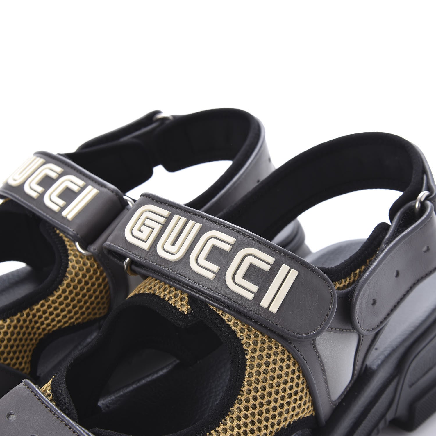 Gucci X SEGA Nappa Mesh Mens Aguru Sandals 12 Loess Black 10 of 10