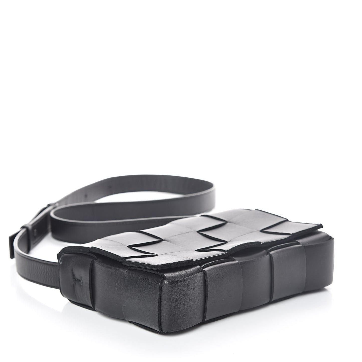 Lambskin Maxi Intrecciato Cassette Crossbody Bag Black