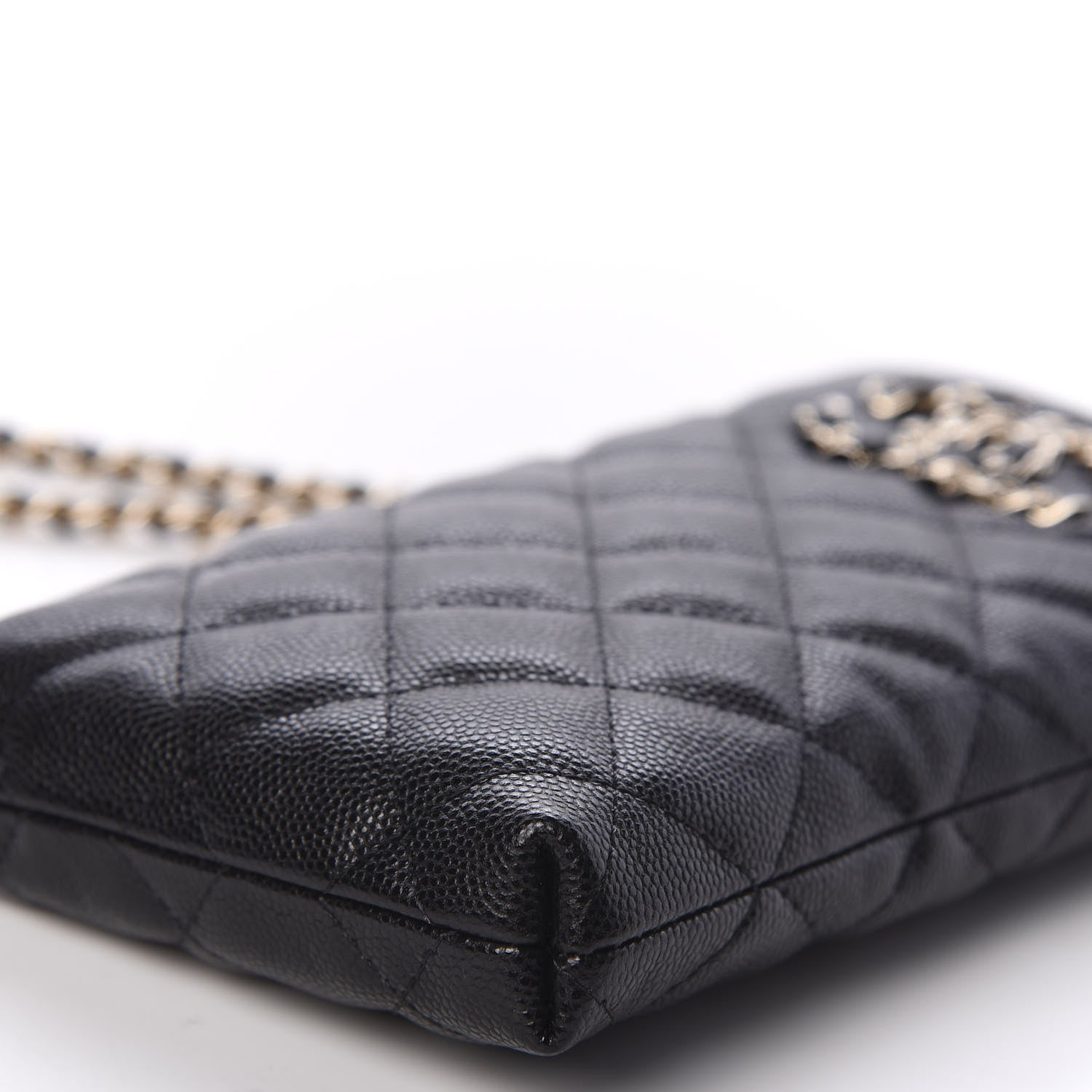 Chanel Caviar Quilted French New Wave Phone Holder With Chain Black 6 of 11