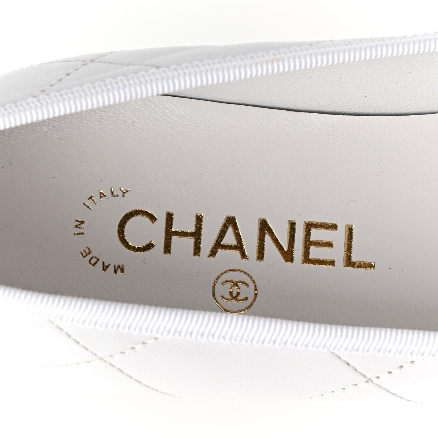 Chanel Lambskin Quilted CC Cambon Ballet Flats 39.5 White Black 8 of 10
