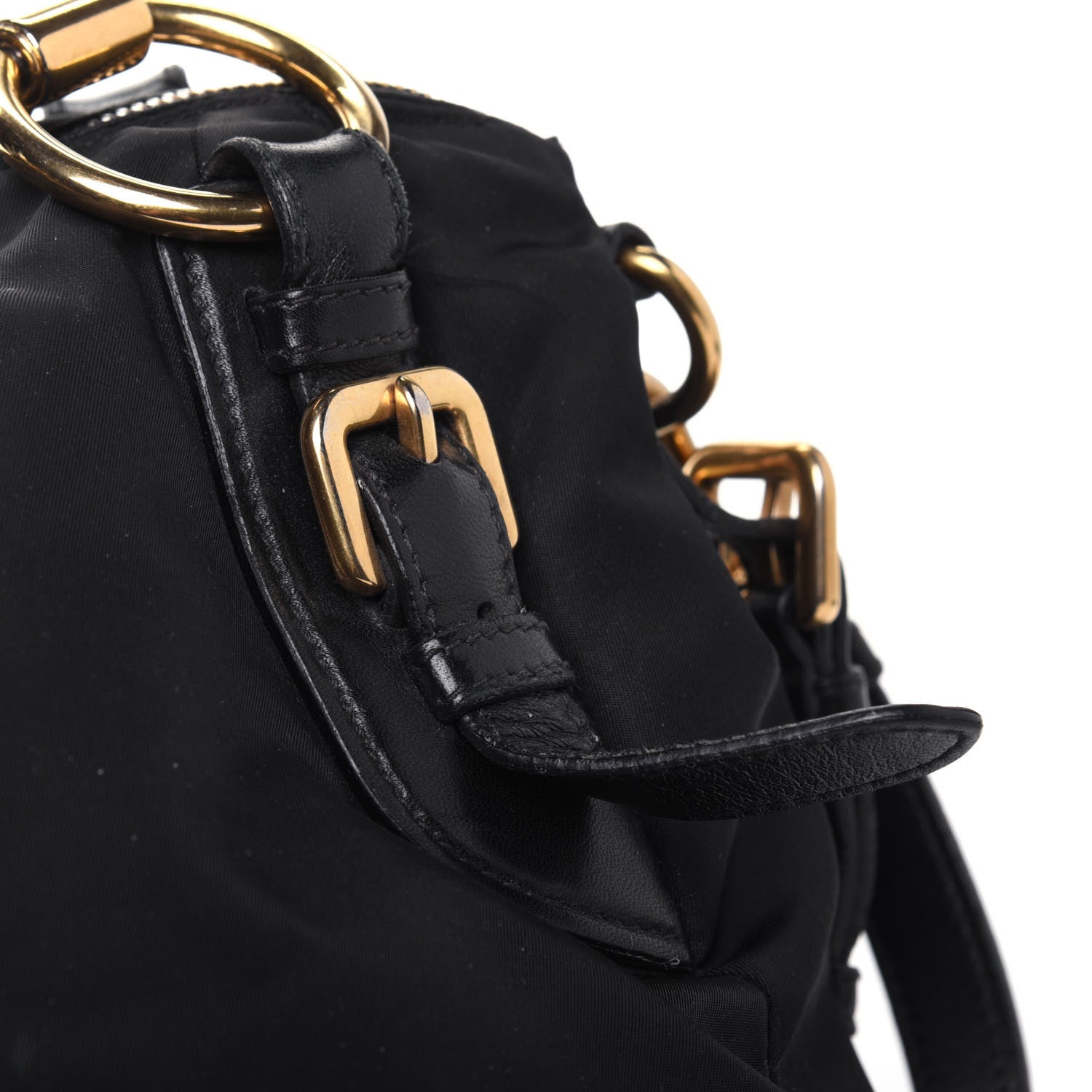 Prada Nylon Tessuto Soft Calfskin Small Shopping Satchel Black 29 of 34