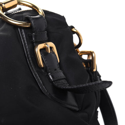 Prada Nylon Tessuto Soft Calfskin Small Shopping Satchel Black 29 of 34