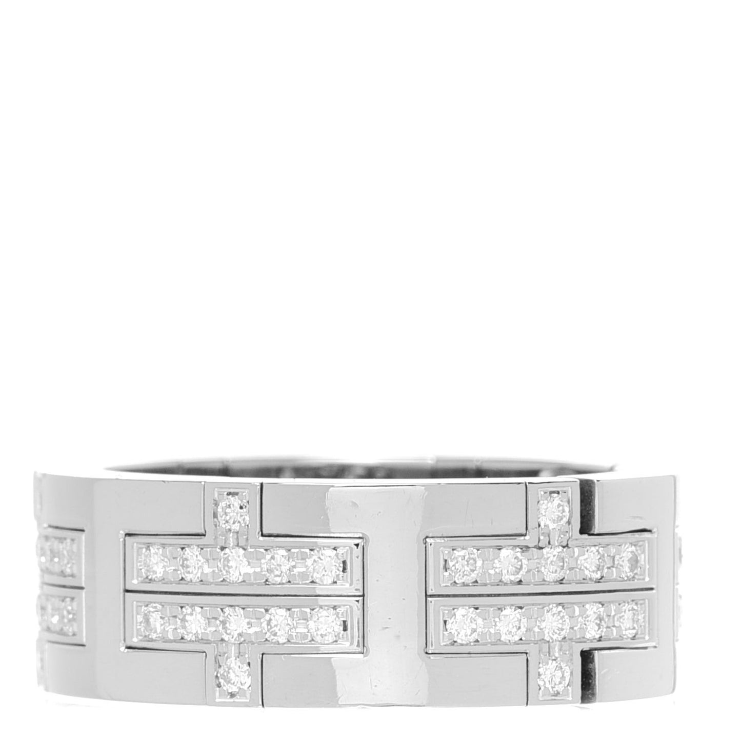 18K White Gold Diamond Kilim Band Ring 52 6