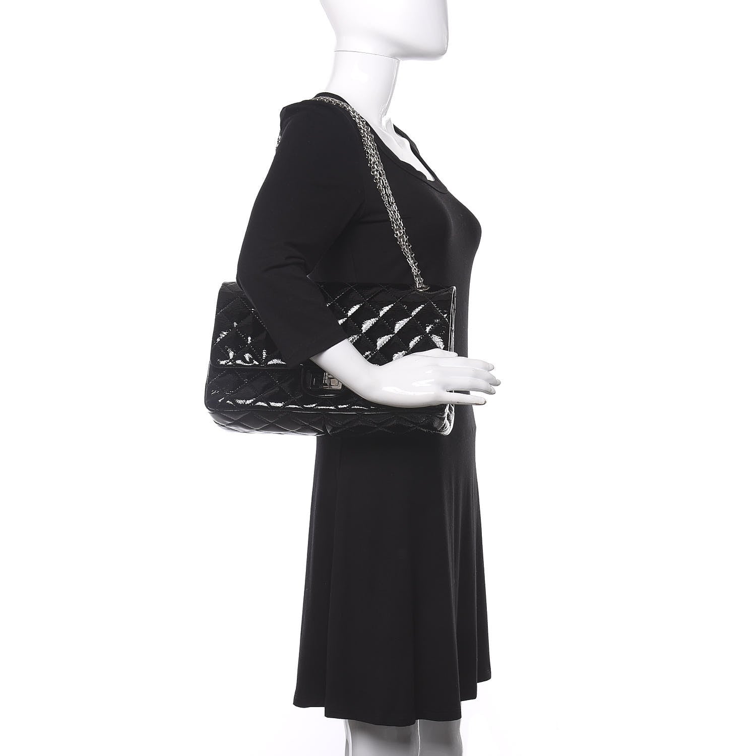 Chanel Distressed Patent Quilted 2.55 Reissue 227 Flap Black 2 of 11