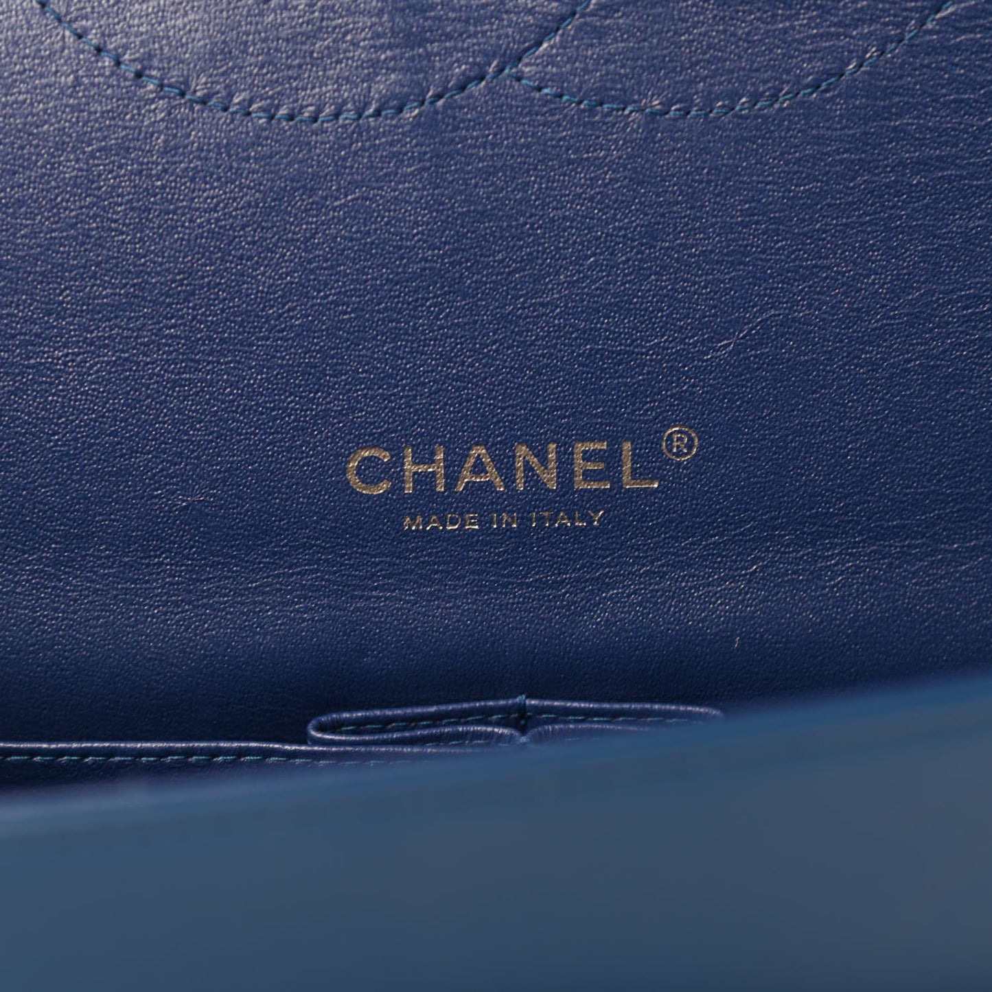 Patent Quilted Maxi Double Flap Blue