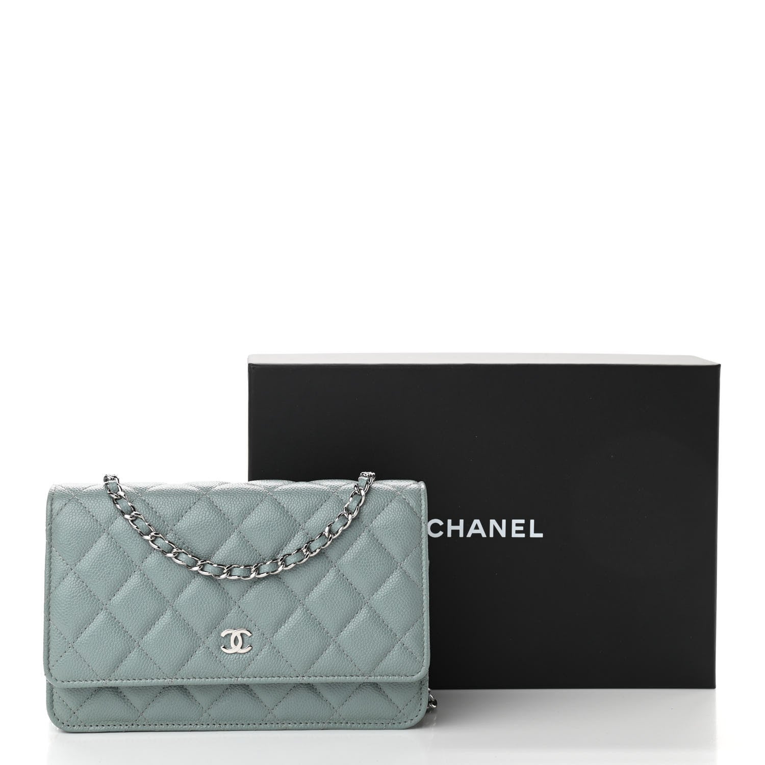 Chanel Caviar Quilted Wallet On Chain WOC Light Blue 11 of 11