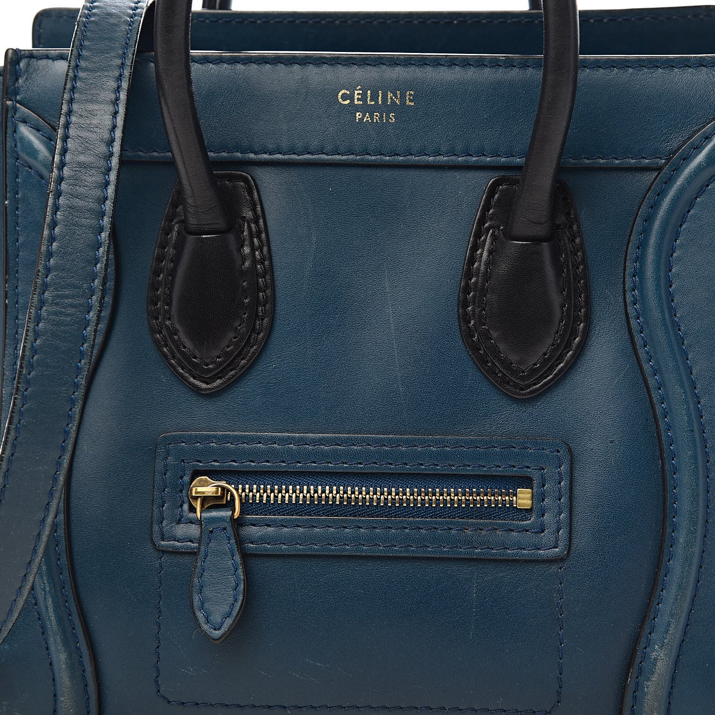 Smooth Calfskin Nano Luggage Ocean Blue