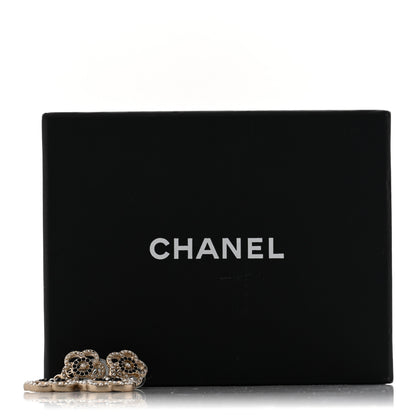 Chanel Enamel Pearl Flower Drop Earrings Black Gold 5 of 5