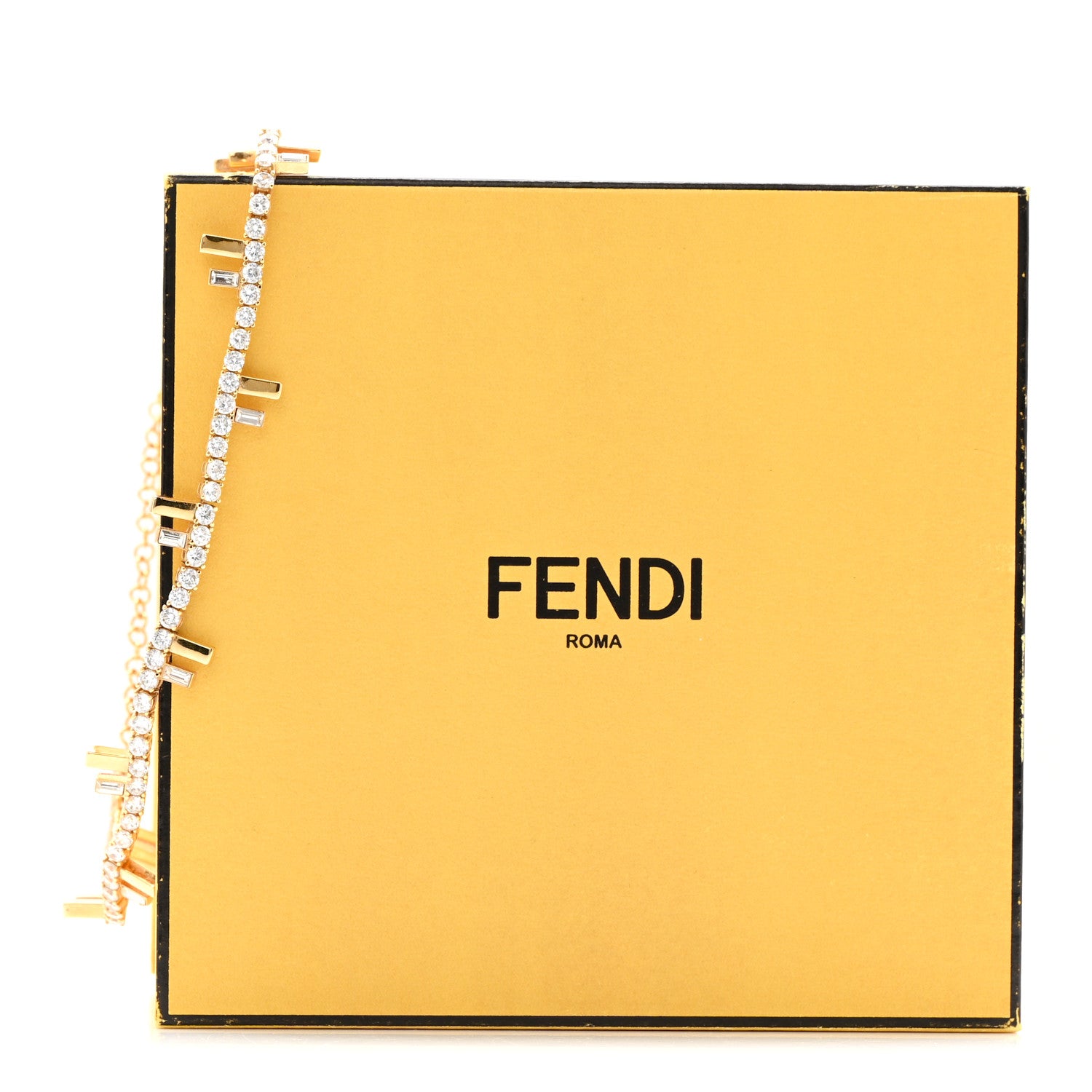 Fendi Metal Crystal Fendi First Tennis Choker Necklace Gold 7 of 7