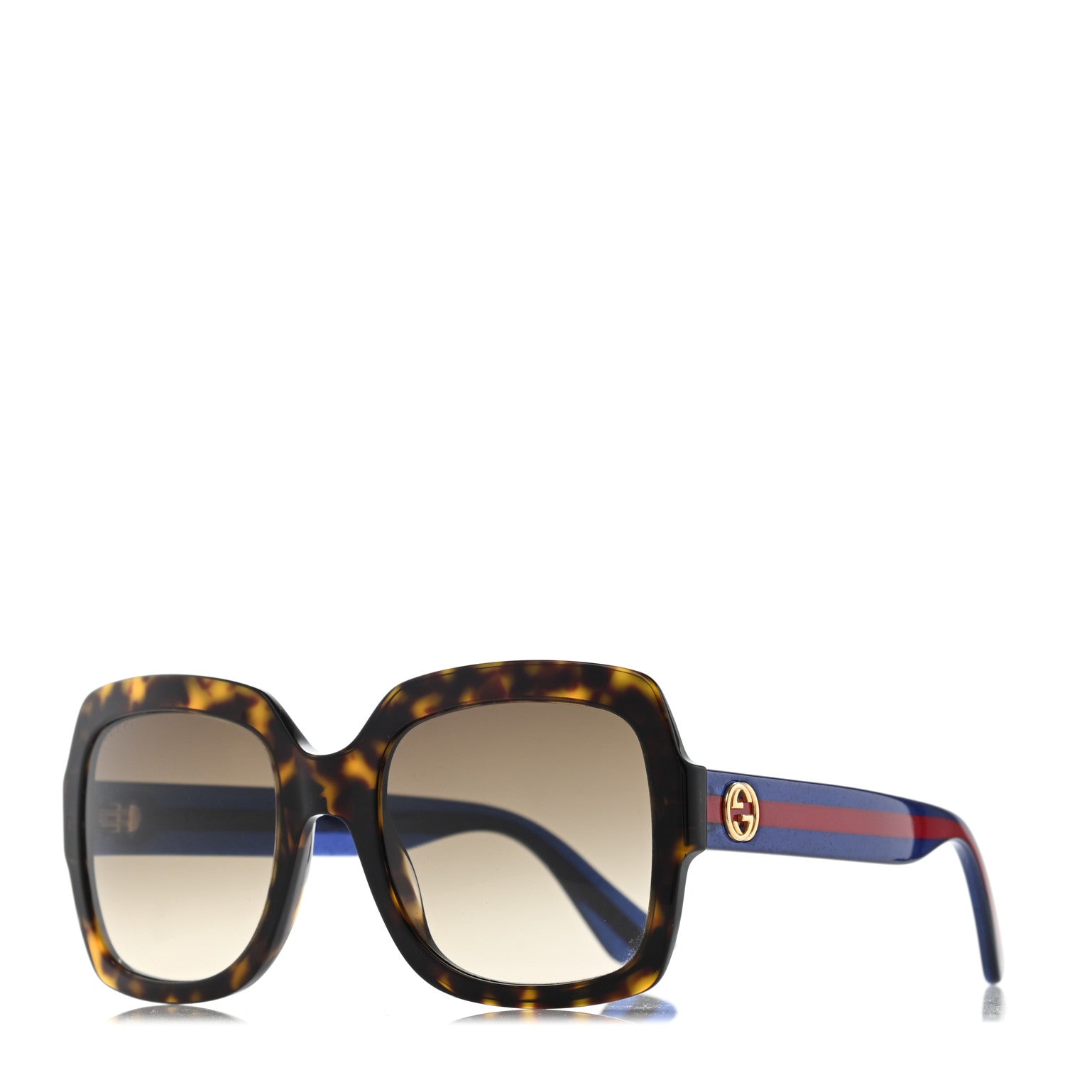 Gucci Oversize Square Web GG 0036S Sunglasses Tortoise 1 of 8