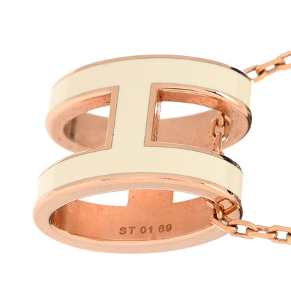 Hermes Lacquered Rose Gold Mini Pop H Pendant Necklace White 6 of 6