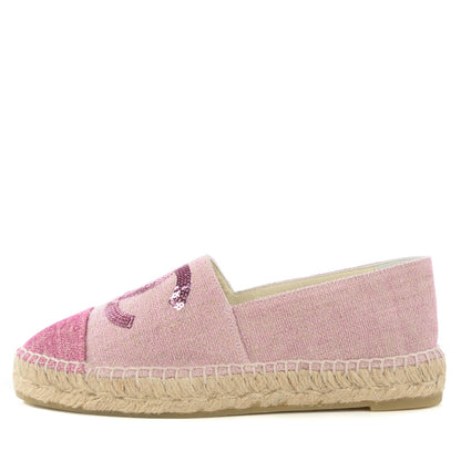 Chanel Toile Sequin CC Espadrilles 37 Pink Dark Pink 1 of 10