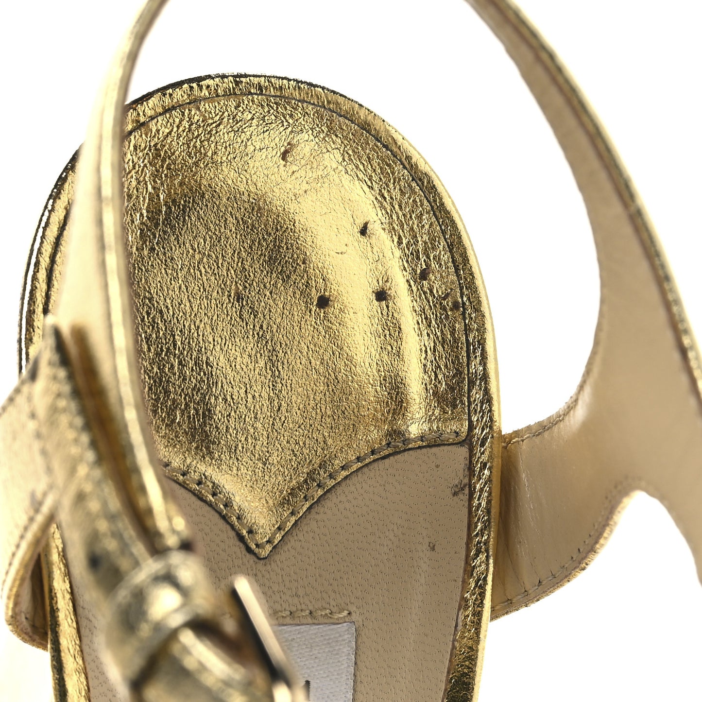 Metallic Calfskin Heloise Ankle Strap 120mm Platform Sandals 37 Gold