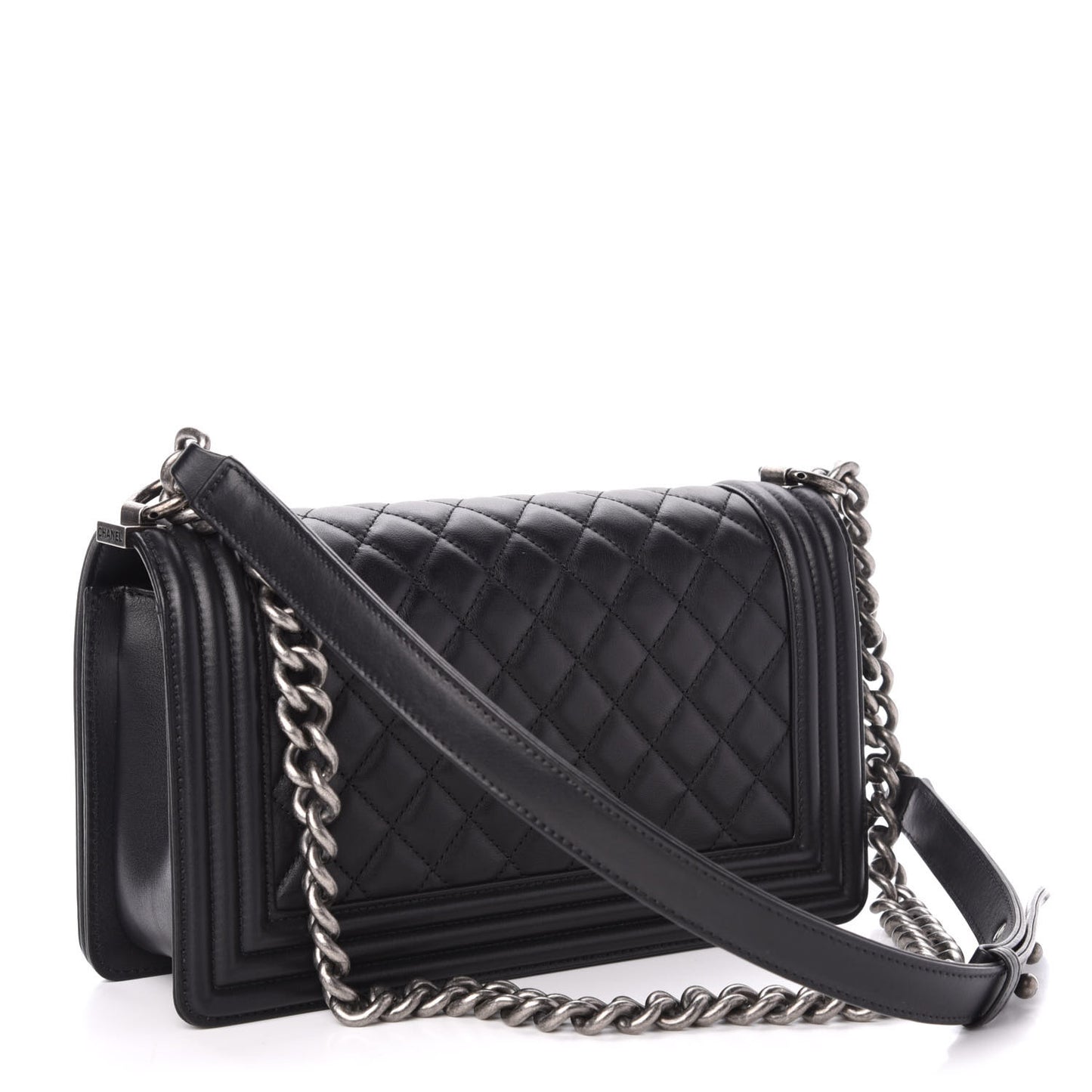 Lambskin Quilted Medium Boy Flap Black