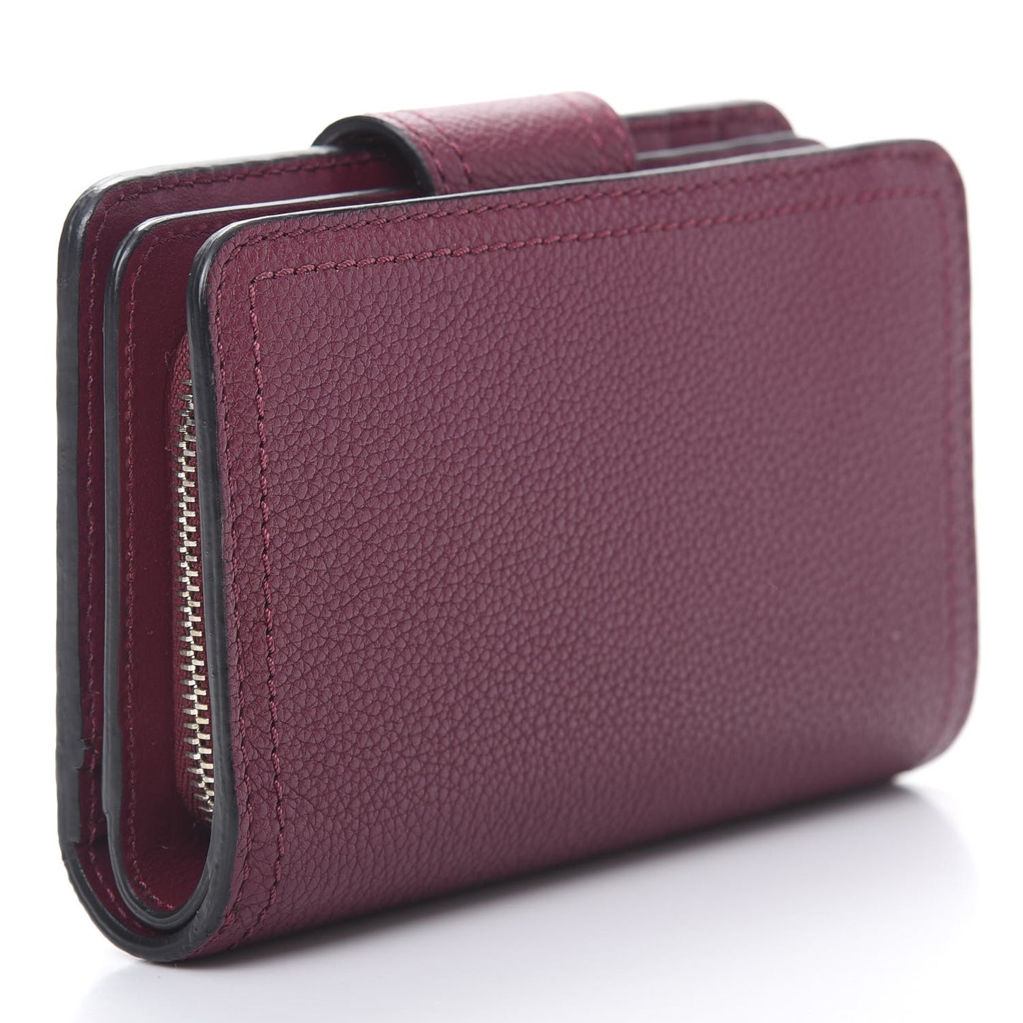 Grainy Calfskin Folding Wallet Burgundy