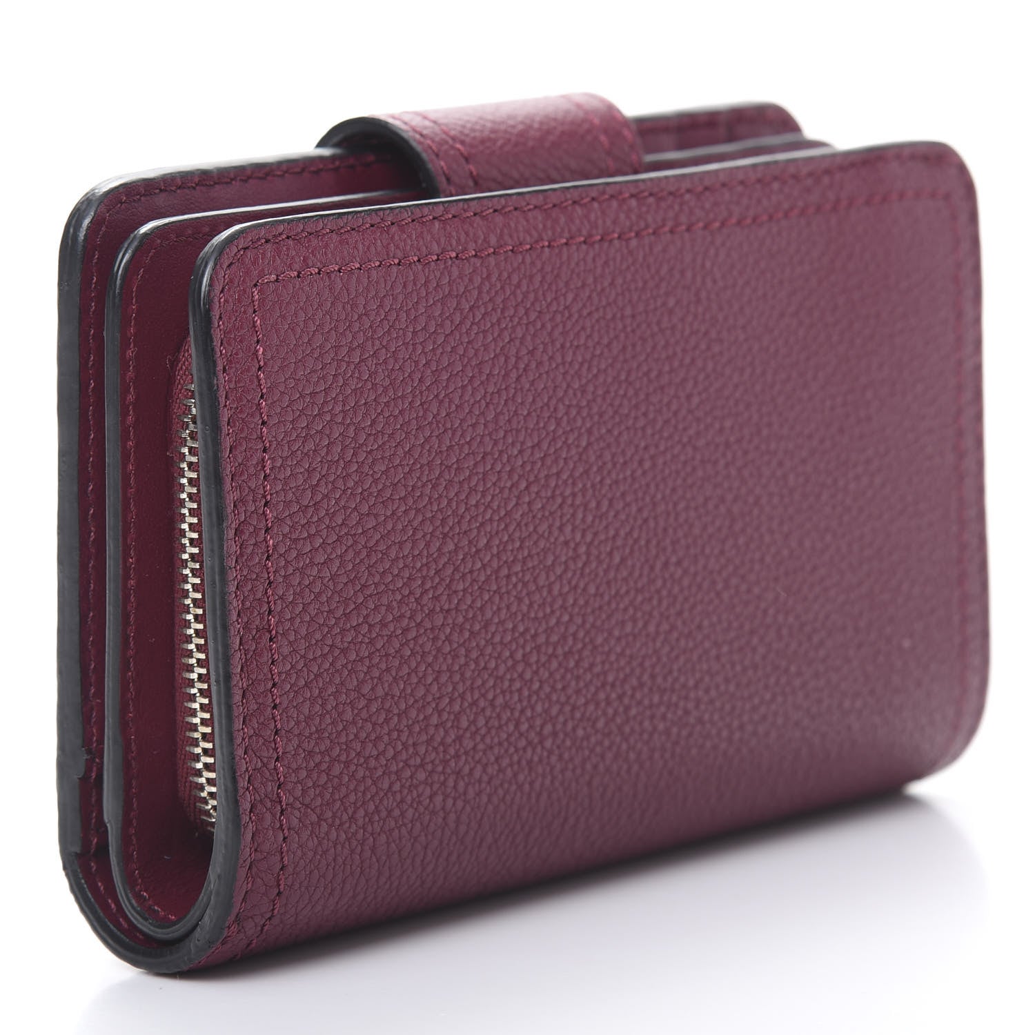Burberry Grainy Calfskin Folding Wallet Burgundy 3 of 9