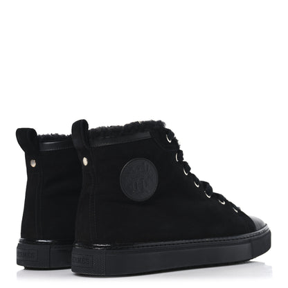 Hermes Suede Shearling Womens Jimmy High Top Sneakers 38 Black 5 of 9
