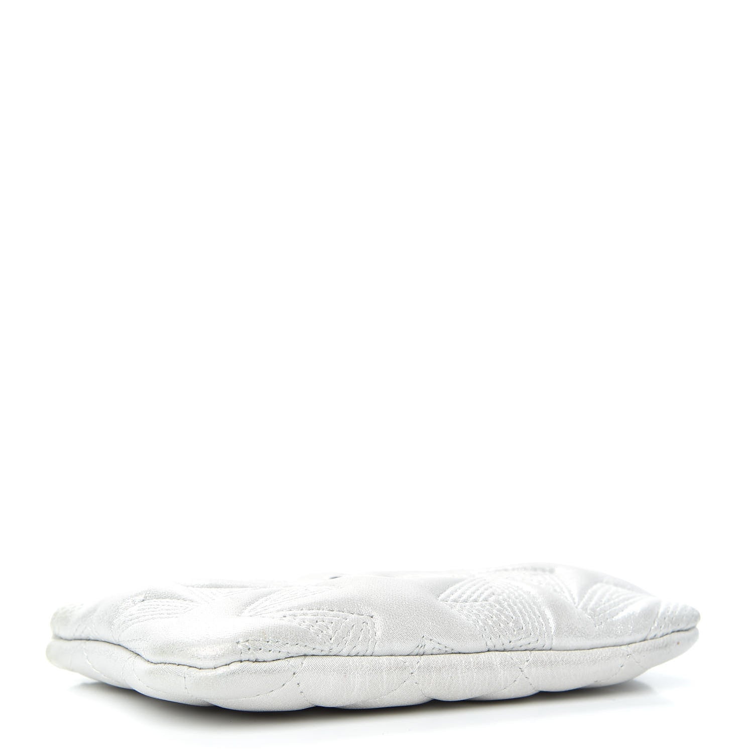 Chanel Metallic Lambskin Star Embossed Coin Purse Case Silver 4 of 8