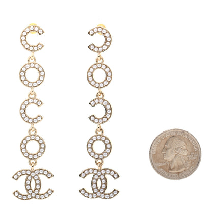 Chanel Pearl Coco Drop Earrings Gold 2 of 4