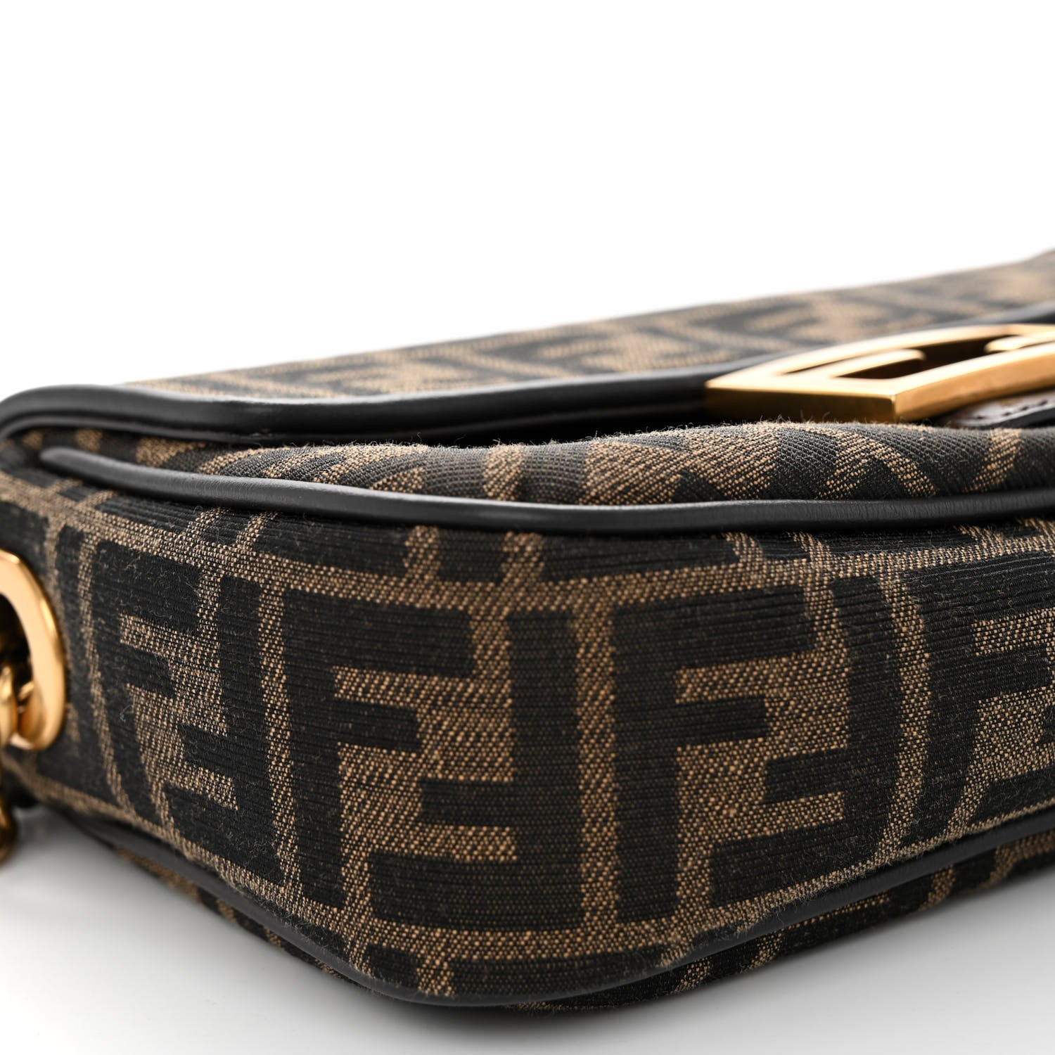 Fendi Fabric Jacquard FF 1974 Midi Chain Baguette Tobacco Moro 8 of 10