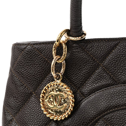 Chanel Caviar Quilted Medallion Tote Dark Brown 17 of 22