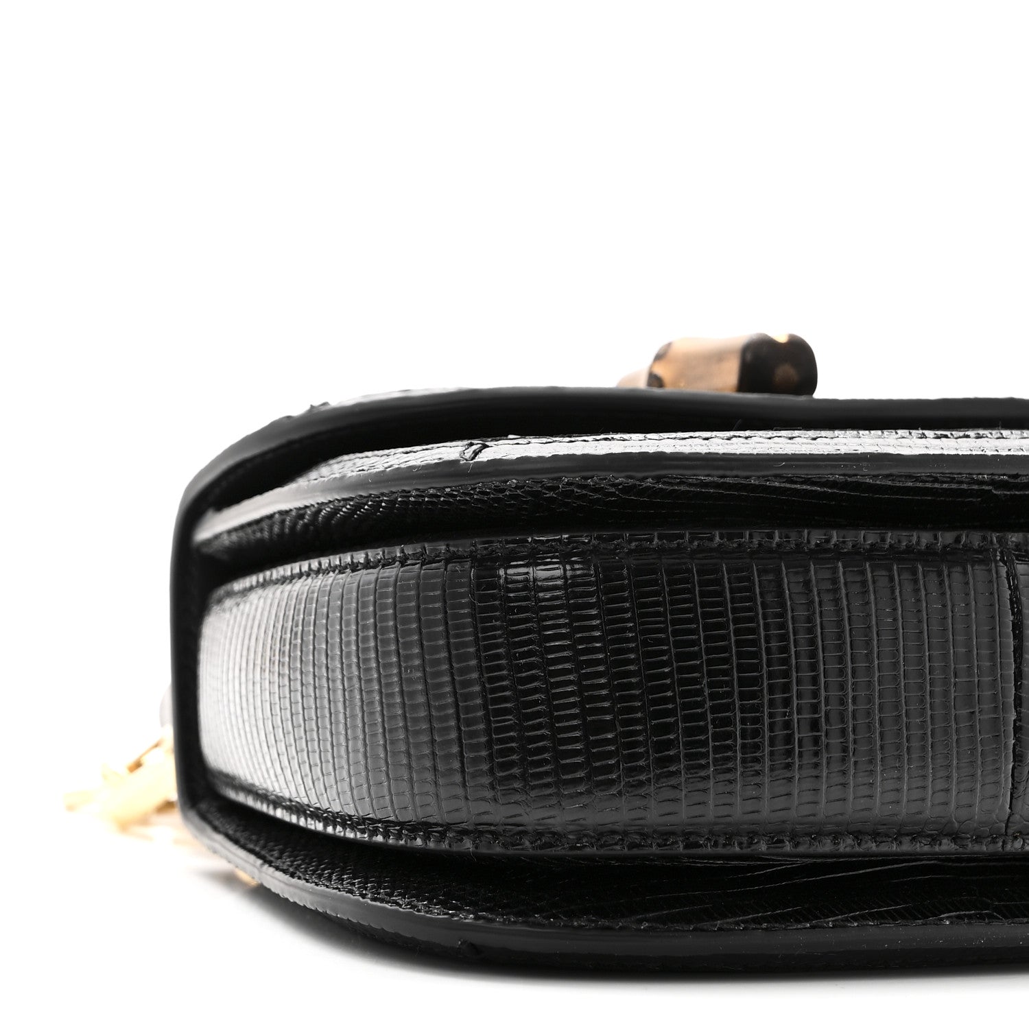 Gucci Sequin Lizard Embossed GG Mini Bamboo 1947 Top Handle Chain Bag Black White 9 of 10