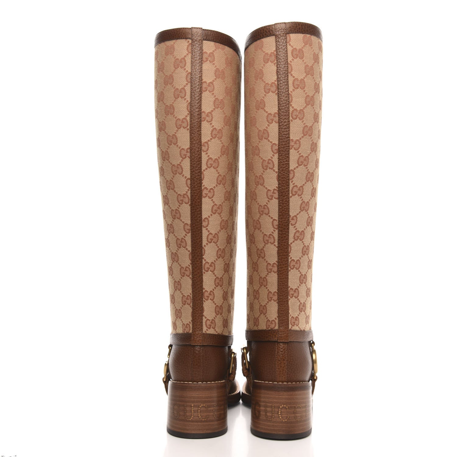 Gucci GG Monogram Calfskin Lola Tall Boots 37 Beige Ruggine Cuir 5 of 7
