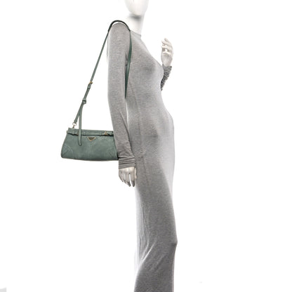 Prada Scamosciato Triangle Small Bonnie Shoulder Bag Salvia 2 of 9