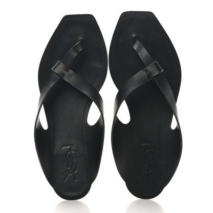 Saint Laurent Calfskin Tower 05 Slide Sandals 37.5 Black 2 of 10